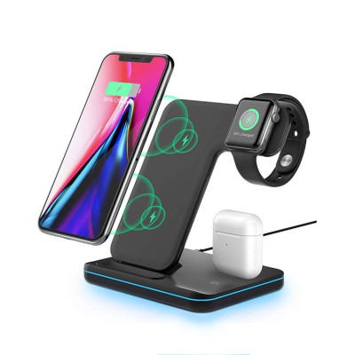 New Technology 2019 15W Qi 3 in 1 Fast Wireless Charger For Oppo F9 Vivo Watch headset